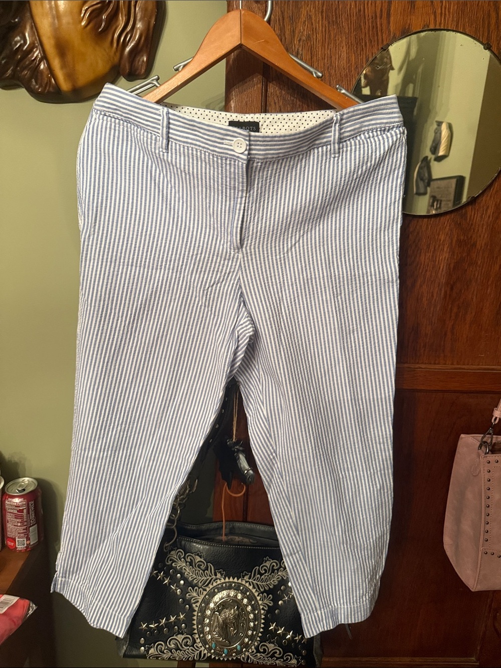 Blue and White Seersucker Stripe Pants
